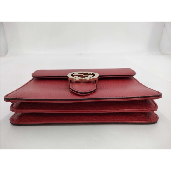 Gucci GG Interlocking G Red Leather Crossbody Shoulder Bag - Picture 2 of 10